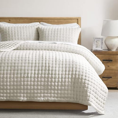WDCOZY Cloud Soft Quilt Set, Twin Size, Ivory, 2 Pieces 68x90 inches