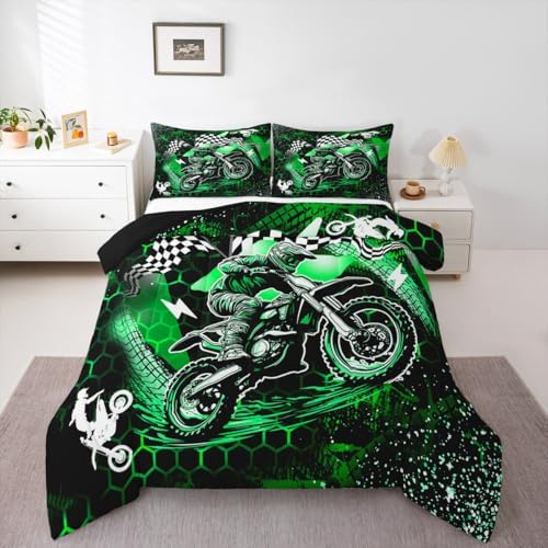Feelyou Dirt Bike Comforter Set for Kids Boys Girls Twin Size