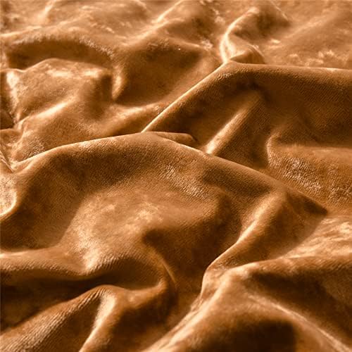 Fredsure Distressed Velvet Comforter Set, 5 Pieces Gold Caramel King, Distressed Velvet Face and Brushed Microfiber Reverse