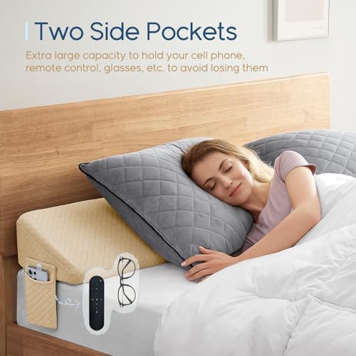 Homemate Full Size（54"x10"x6"） Bed Wedge Pillow for Headboard - Upgraded Bed Gap Filler Full Between Mattress and Headboard - Pillow Wedge for headboard Gap - Khaki
