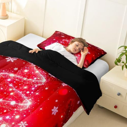 Feelyou Christmas Tree Comforter Set Queen for Children Kids Boys Girls