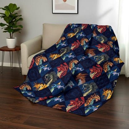 Northwest Dungeons & Dragons Dragons & Dice Quilted Blanket, Comfy Throw, Soft Lightweight Bedding for Bed, or Couch, 60 x 80 inches