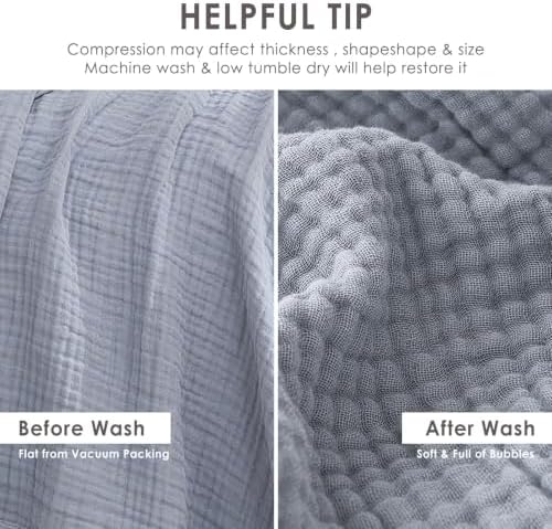 EMME Muslin Blankets for Adults Dusty Blue Small Blanket 40" x 50"