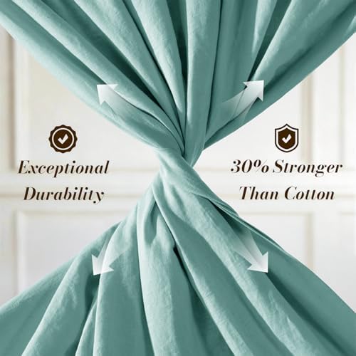 SONORO KATE 100% French Linen Queen Size Sheets Set,Natural Flax Bedding