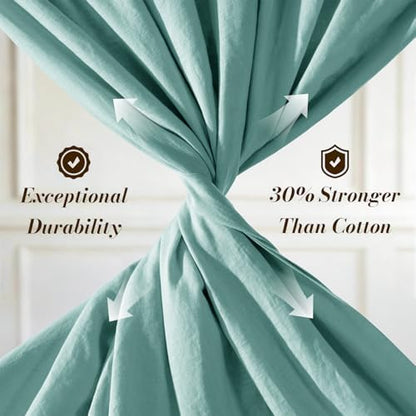 SONORO KATE 100% French Linen Cal King Size Sheets Set,Natural Flax Bedding