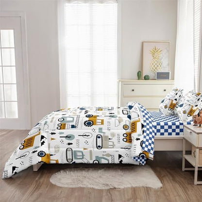 Construction Cars Bedding Set for Boys, Full Size, 5-Pcs