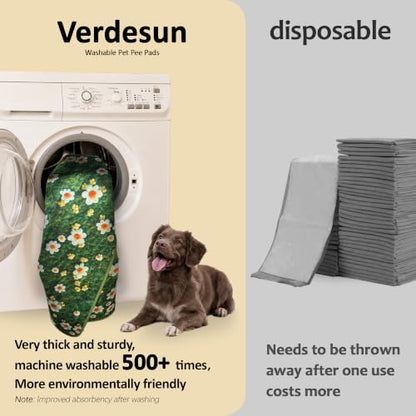 Washable Pee Pads for Dogs, Reusable Puppy Potty Training Pads, Ultra-Absorbent Thick Waterproof Leak-Proof Non-Slip Pads & Mat for Crate, Playpen, Floor, Whelping & Housebreaking , 2 Pack 36"x48"