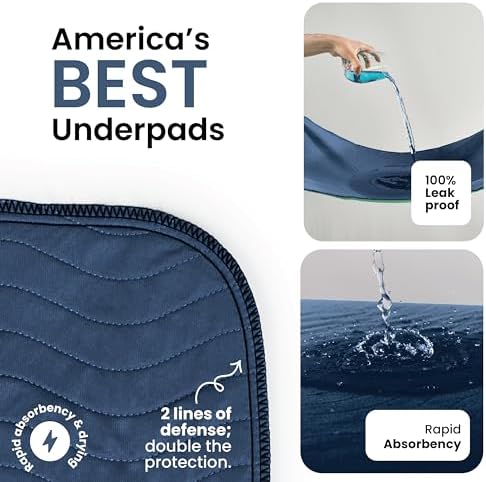 IMPROVIA® Washable Underpads, Heavy Absorbency Reusable Incontinence Pads