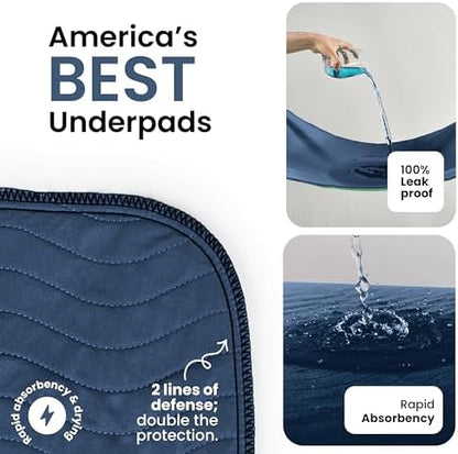 IMPROVIA® Washable Underpads, Heavy Absorbency Reusable Incontinence Pads