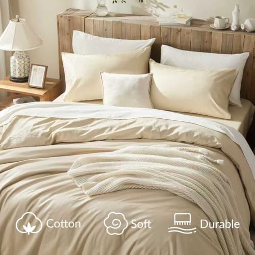Duvet Cover King Size Duvet Cover Set 100% Egyptian Cotton, 1600 Thread Count,Ultra Soft & Breathable Luxury Bedding with Zipper Closure & Corner Ties, 3PCS(Khaki,104''x90''