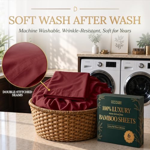 DECOLURE 100% Viscose Derived from Bamboo Sheets | 6 Pc Bed Set