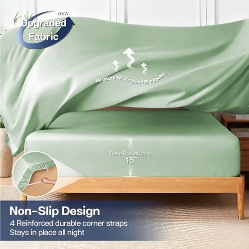 MR&HM Full Size Sheets 4 Pieces, Rayon Derived from Bamboo Blend
