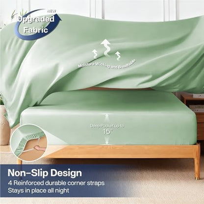 MR&HM Full Size Sheets 4 Pieces, Rayon Derived from Bamboo Blend