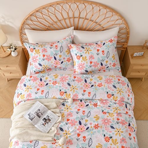 Yibeizi Girls Floral Full Size Kids Comforter Set Boho Bedding