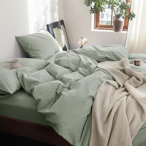 FOSSA Duvet Cover Set 100% Washed Cotton Linen Feel California King