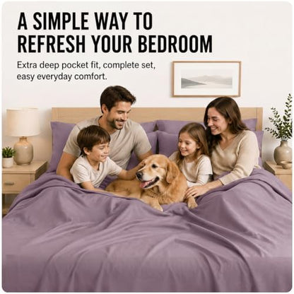 CozyLux Cal King Sheet Set 6-Piece, 21-Inch Deep Pocket, Soft Brushed Feel
