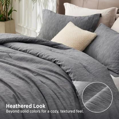 Bedsure Dark Grey King Size Comforter Set, Cationic Dyed Bed Set 3 Pcs