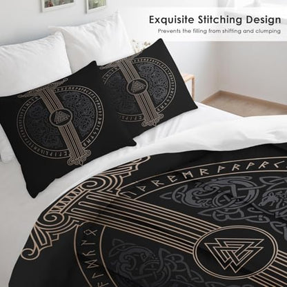 Pamnest King Comforter Set, 3 Pieces Viking Norse Bedding, All Season