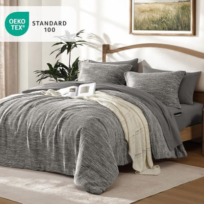 MaiRêve King Size Comforter Set Chenille Textured 7 Pieces Bed in a Bag
