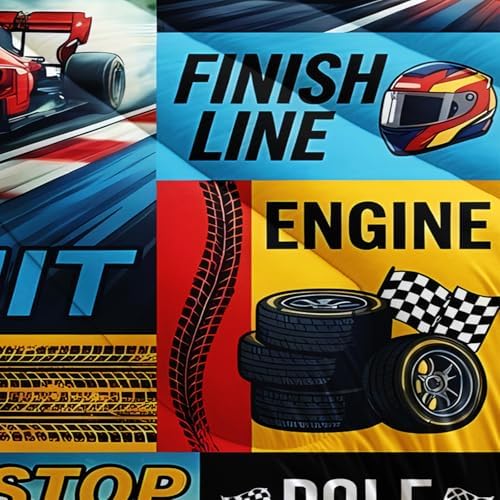 AILONEN Formula Racing Bedding 3 Piece Ensemble Sport Graphic Printed Microfiber Comforter Hidden Stitching Master Guest Room Bedspread