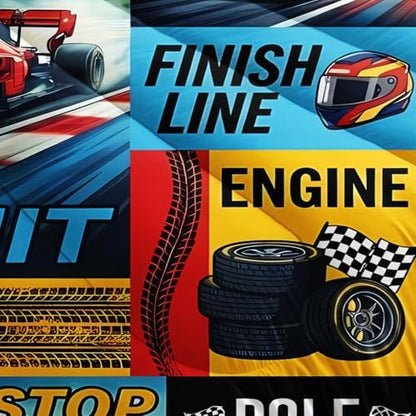 AILONEN Formula Racing Bedding 3 Piece Ensemble Sport Graphic Printed Microfiber Comforter Hidden Stitching Master Guest Room Bedspread