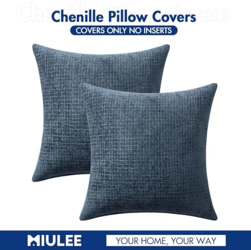 MIULEE Decorative Navy Blue Euro Sham Pillow Covers 24x24 Inch 2 Pack