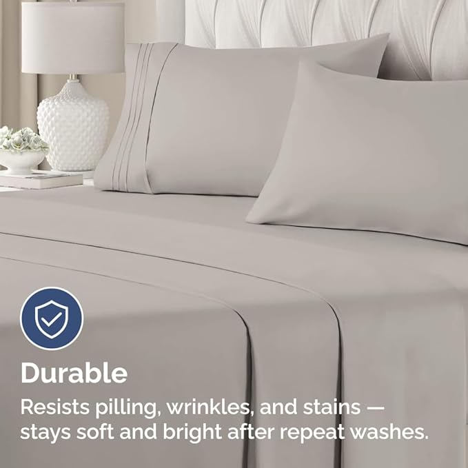King Standard Pillow Cases Set of 4 - Soft Hotel Quality Pillowcase Covers - Comfy Bedding for Women, Men, Kids & Teens - Machine Washable Pillow Protectors - 4 Piece Set - King Standard Light Grey