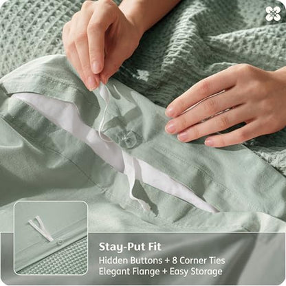 Bedsure PureWoven Cotton Waffle Weave Duvet Cover, King, Duvet Cover Only