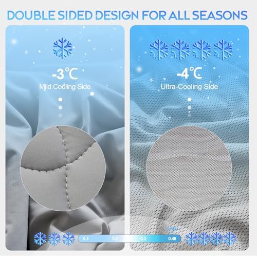 CHOSHOME Cooling Comforter Cooling Blanket, Q-Max 0.45 Cool Sleeping Summer Blanket for Hot Sleeper Night Sweats, Queen 90" x 90", Grey 03