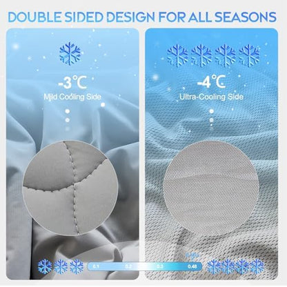 CHOSHOME Cooling Comforter Cooling Blanket, Q-Max 0.45 Cool Sleeping Summer Blanket for Hot Sleeper Night Sweats, Queen 90" x 90", Grey 03