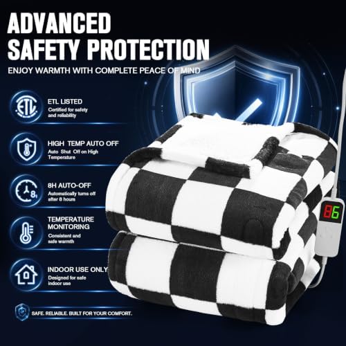 Black Electric Blanket Heated Twin 62"X84", Heating Blanket Twin