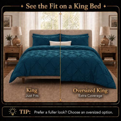 CozyLux Oversized King Comforter Set Lyons Blue, 7 Pieces Bed in a Bag