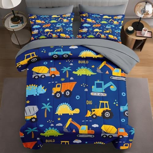 WeCozy 5 Pieces Twin Comforter Set for Boys - Dinosaur Bedding for Kids