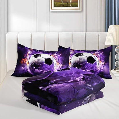 Soccer Bedding Comforter Sets Full Size with 2 Pillowcases.