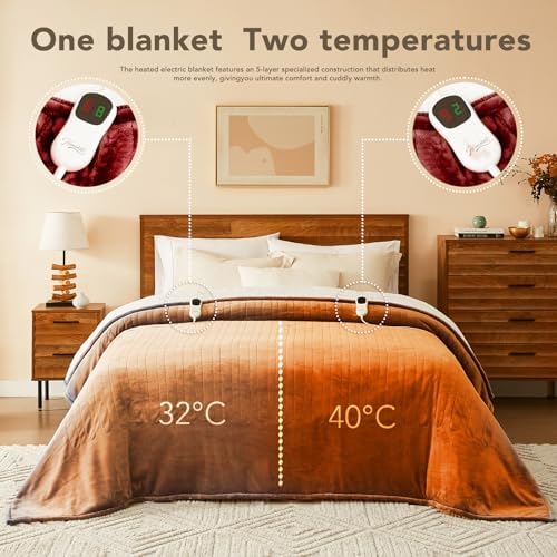 Homemate Heated Electric Blanket Queen Size 84"x 90" Heating Blanket