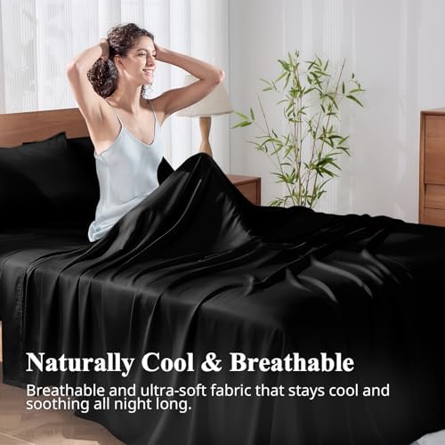 Bamboo Viscose Sheet Set Full Size, Cooling Sheets Bed Set 4pcs