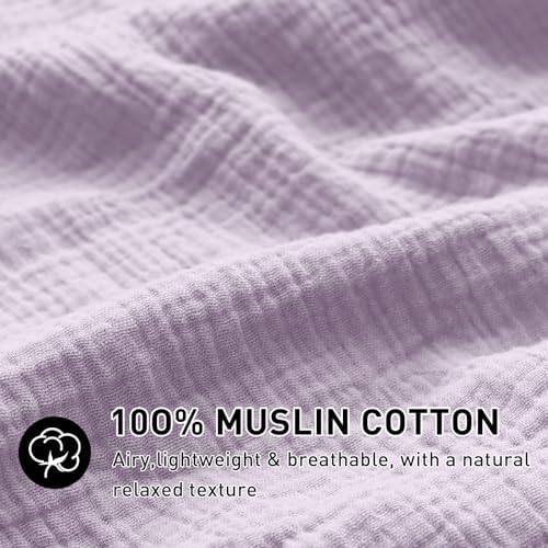 EMME Muslin Cotton Duvet Cover Set Linen Like Lavender King