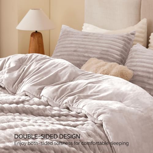 BEDELITE Fleece Full Comforter Set, Fluffy Bed Set, Lotus Pink