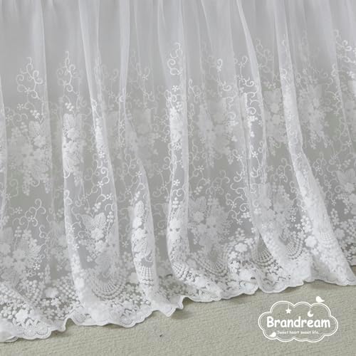 Brandream Boho Bohemian Girl Baby Nursery Lace Crib Bed Skirt Dust Ruffle - Solid Color Romantic Cream Off White Farmhouse Chic 100% Cotton Ruffle Skirt Excellent Quality