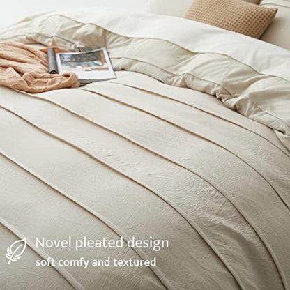 Oli Anderson 2PCS Pleated Duvet Cover Set, Beige, Twin