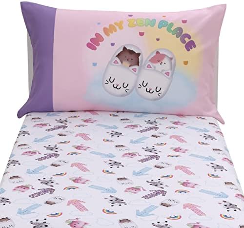 DreamWorks Gabby's Dollhouse Dream It Up Pink and Purple Kitty Fairy 2 Piece Toddler Sheet Set - Fitted Bottom Sheet and Reversible Pillowcase