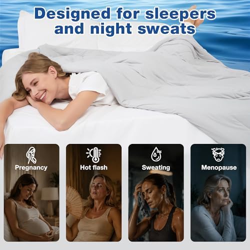 Viviland Cooling Blanket for Hot Sleepers, Cooling Comforter Queen Size, Breathable Lightweight Double-Sided Summer Blanket, Comfortable Soft All Season Grey 90 x 90 inches