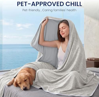Topcee Cooling Blanket for Night Sweats Absorbs Heat to Keep Adults, Children Cool on Warm Nights, Q-Max 0.5 Cooling Blankets for Hot Sleepers, Ultra-Cool Lightweight Sofa Throw Blanket (50"x70")