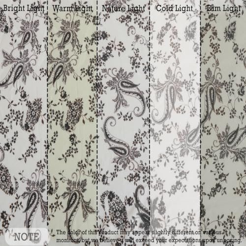 FADFAY 100% Cotton Full Sheet Set, Ivory Black Paisley Floral Bed Sheets