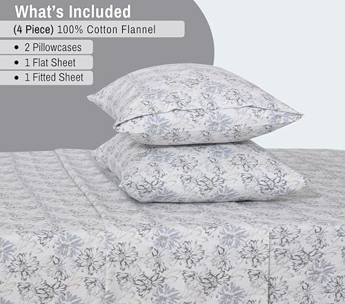 RUVANTI Flannel Sheets Queen Size, Pacific