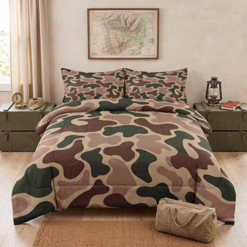 Pamnest King Comforter Set, 3 Pieces Camo Army Bedding, All Season