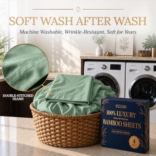 DECOLURE 100% Viscose Derived from Bamboo Sheets Twin Size | 3 Pc Bed Set