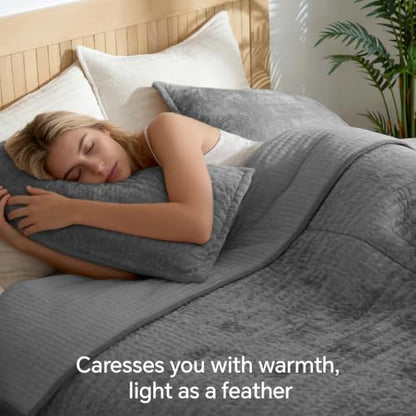 BEDELITE Velvet Quilt Set Queen Size, Luxury Velvet Comforter Bedding