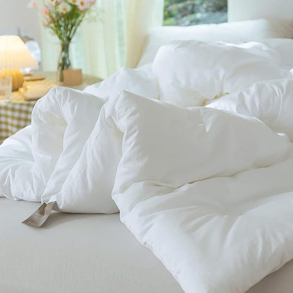 KAREVER White Comforter Set King Bedding Set Women Soft Bed Comforter Set Breathable Blanket Men True White Lightweight Quilts Set King Size