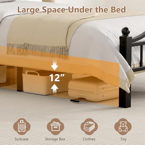 Metal Twin Bed Frame with Headboard